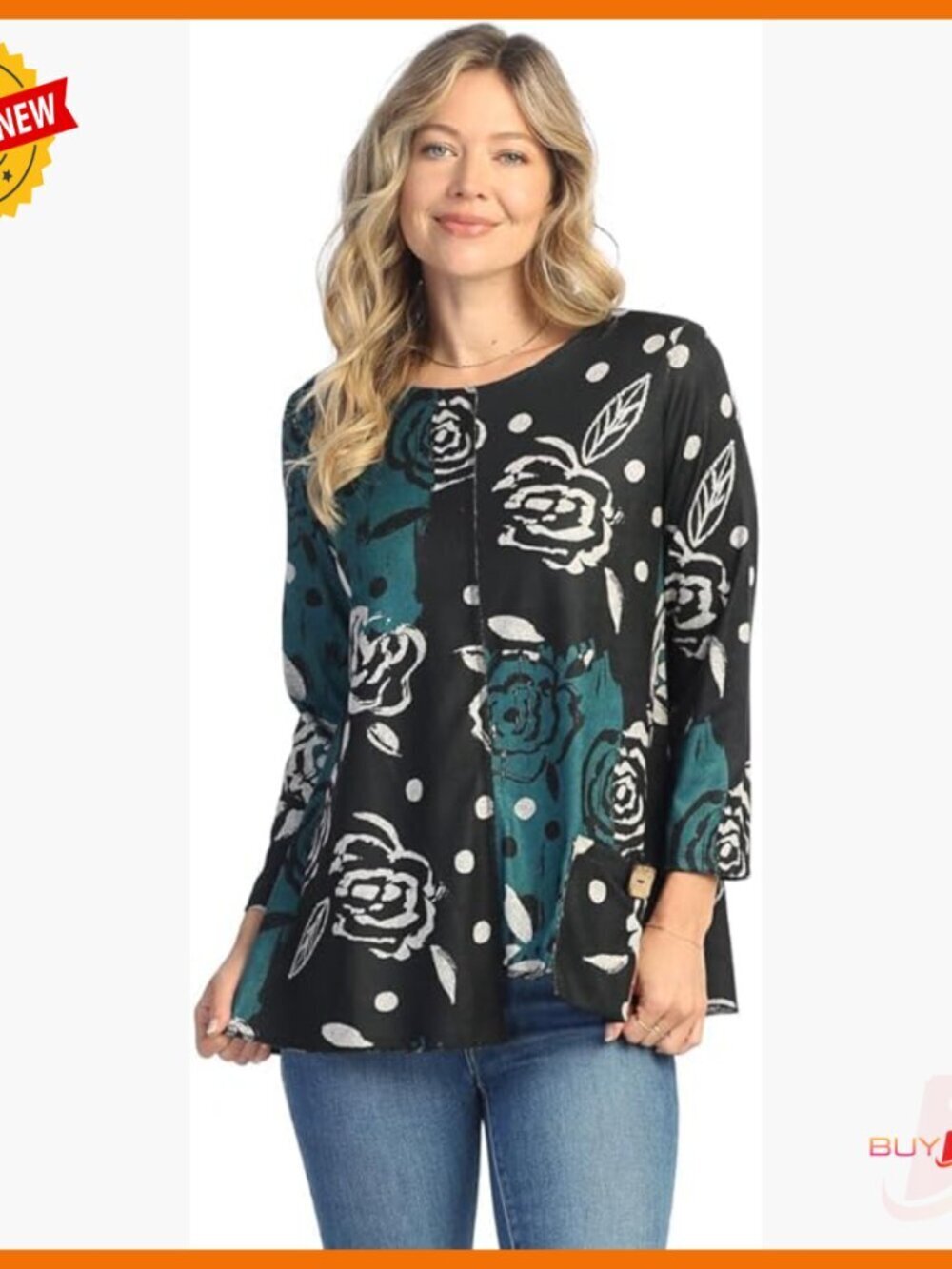 French Brushed Knit Tunic with Patch Pocket, A-Line Fit